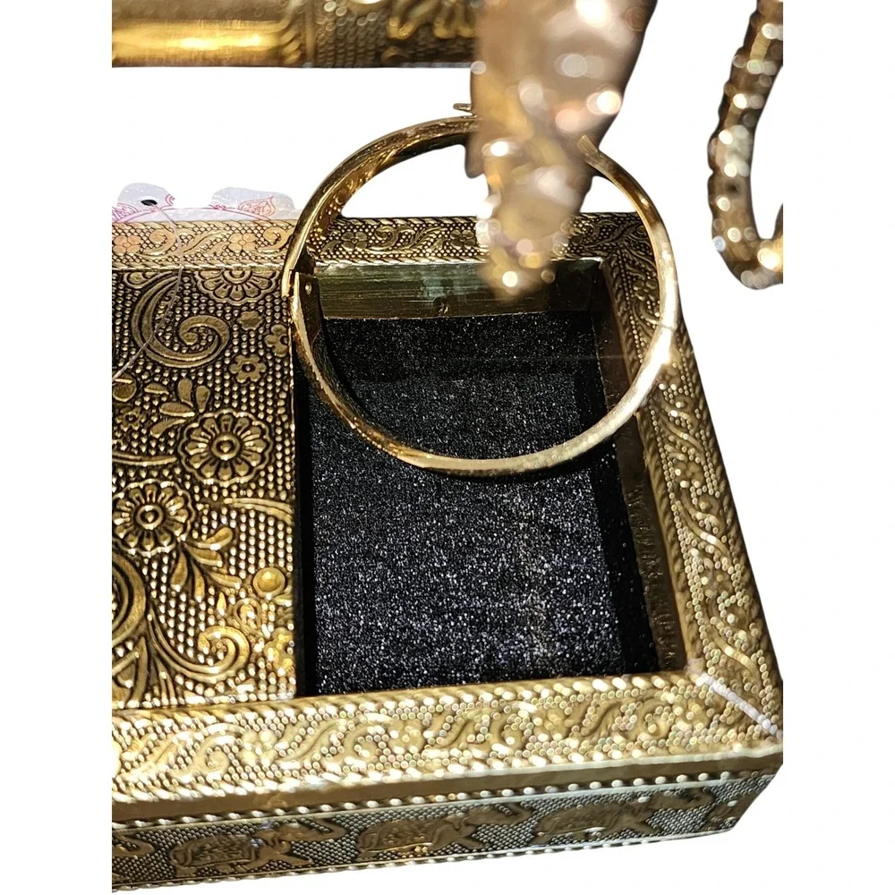 Treasures of India Gold Embossed 2-Tier T-Bar Jewelry Display Stand Organizer